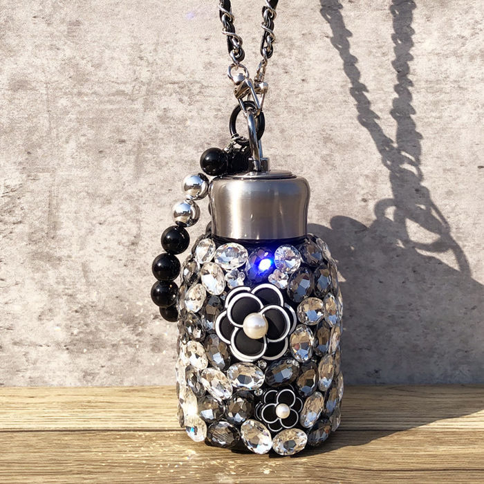 Drinking Ware Thermos Flask Camellia Pearl Rhinestone Decorated Insulated Cup Stainless Steel Heat Retaining Cup Suitable for Outdoor Travel Office an