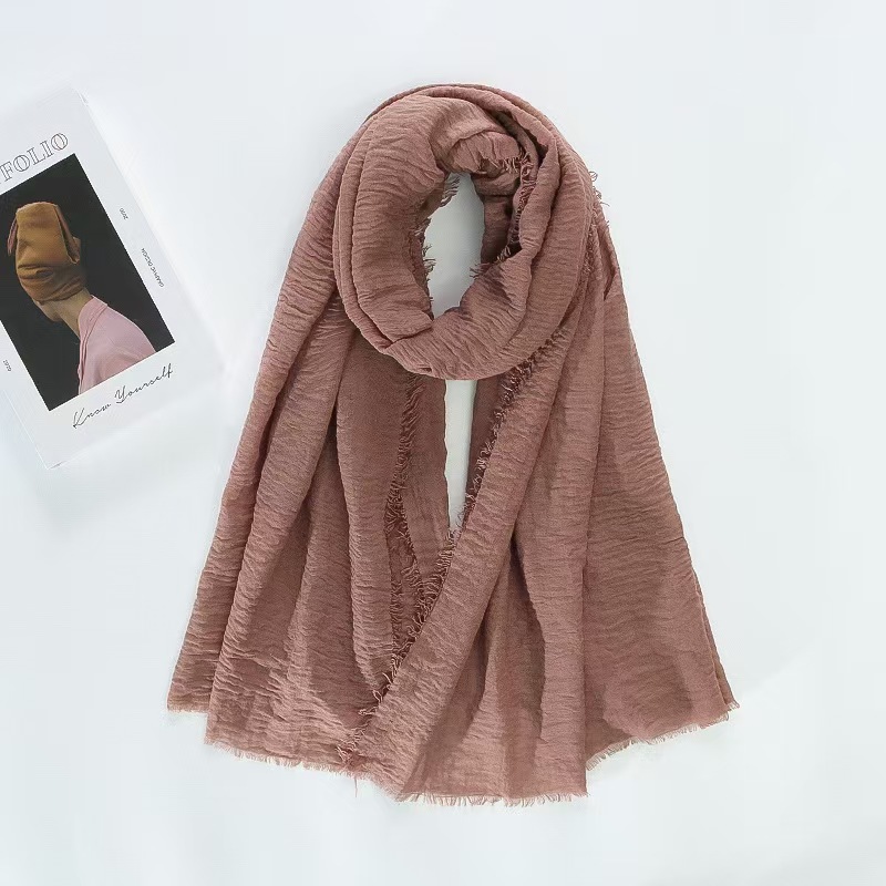 T1286 solid color cotton and linen scarf female literary all-match encryption large silk scarf neck scarf beach travel scarf