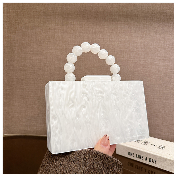 Elegant Acrylic Beaded Handbag with Adjustable Chains for Evenings