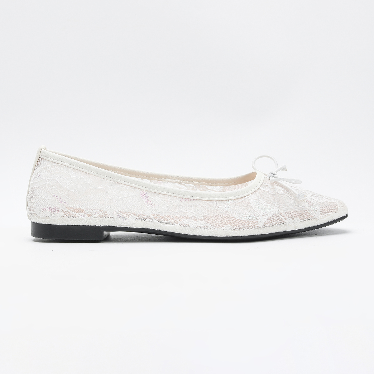 versatile casual flat shoes Spring and autumn new wedding style bow decoration solid color light mouth small square toe mesh breathable