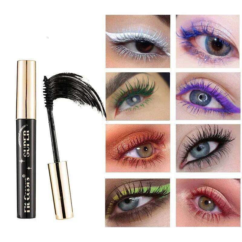 14 Color Mascara Thick Curl Waterproof Non-sdding Stage Makeup Natural Lasting ple White Red X250722