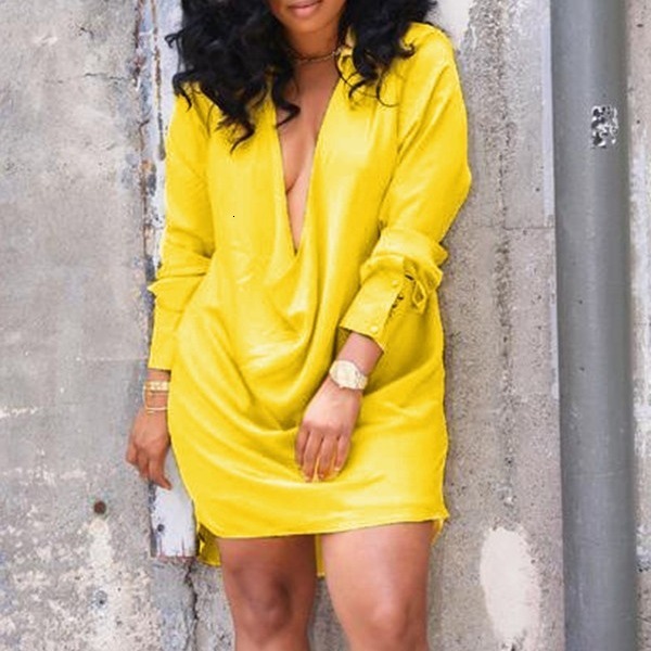Plus Size Emerald Green Party Satin Turndown Collar Plunging Neck Draped Long Sleeve Mini Dress 240819