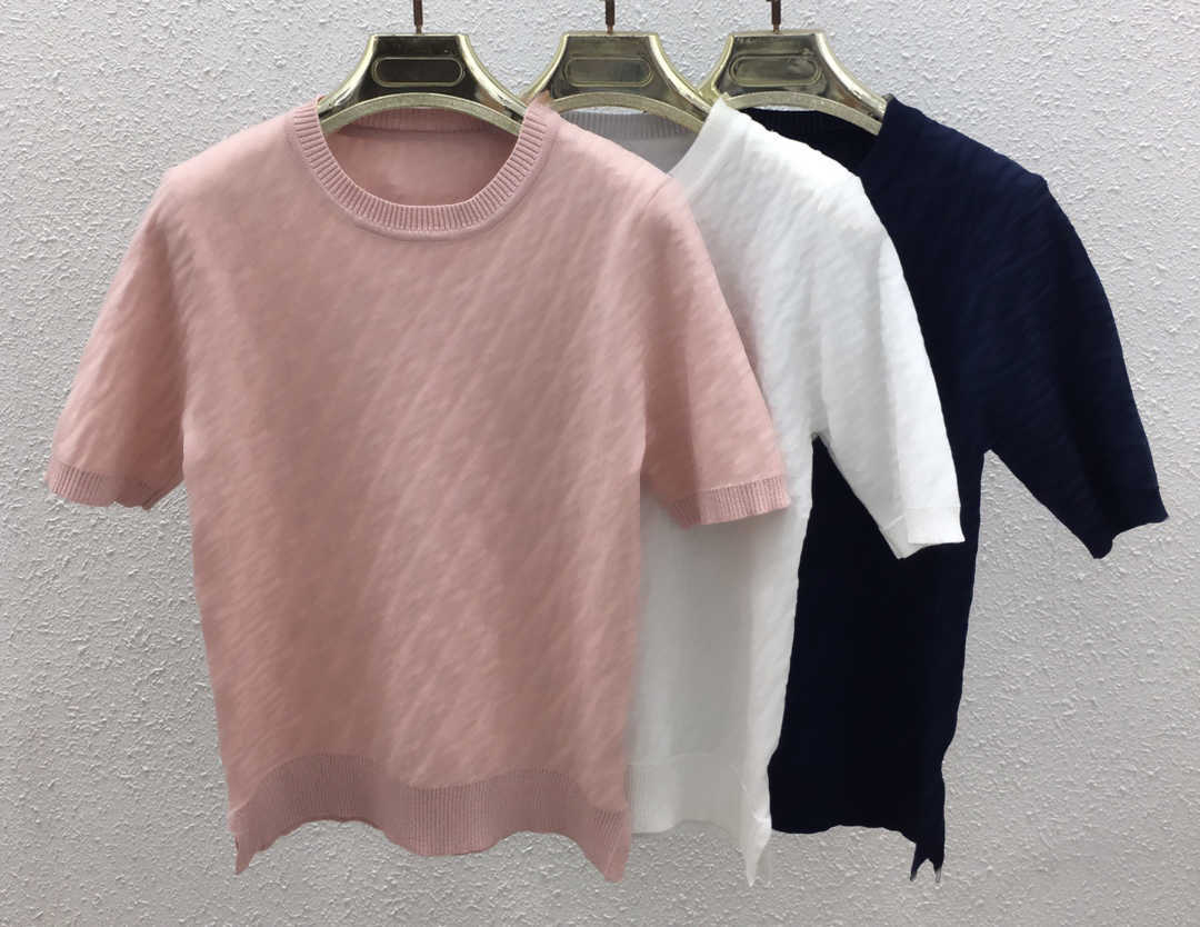 Classic Elastic designer t shirt women luxury Ladies Clothes bump letters Tee Short Sleeve Knit t-shirt Slim round neck tshirt