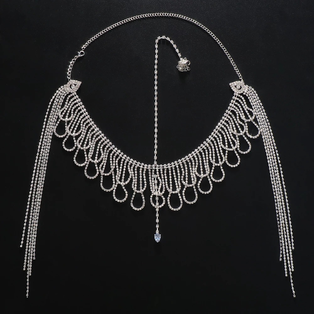Hip Hop Headpiece Ethnic Style Multi layer VVS Moissanite Studded Tassel Hair Accessory Bohemian Teardrop Send chain