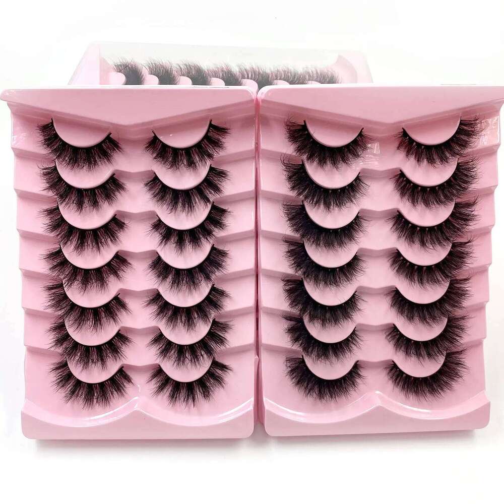 False Wispy Faux Mink 5D Fluffy Handmade Fake Eyelashes Natural Look 7 Pairs Cat Eye Lashes X250723