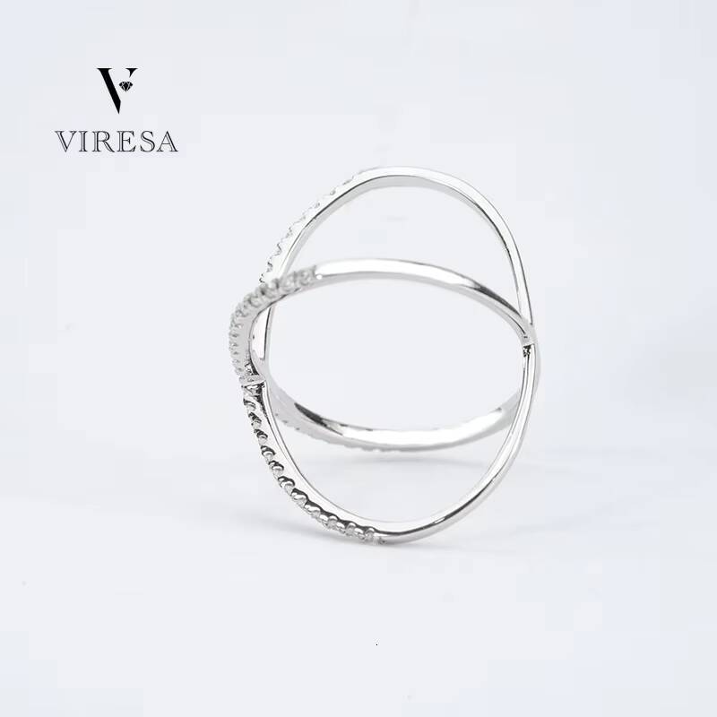 925 Sterling Silver X Crossover Moissanite Ring Fashion Jewelry with 925 Silver Plating