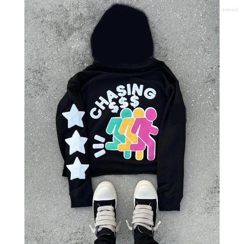 Men's Hoodies Street Wear Y2K Ins Trendy Retro Unisex 90s Gothic Harajuku Style Pullover Long Sleeved Printed Pattern Tops