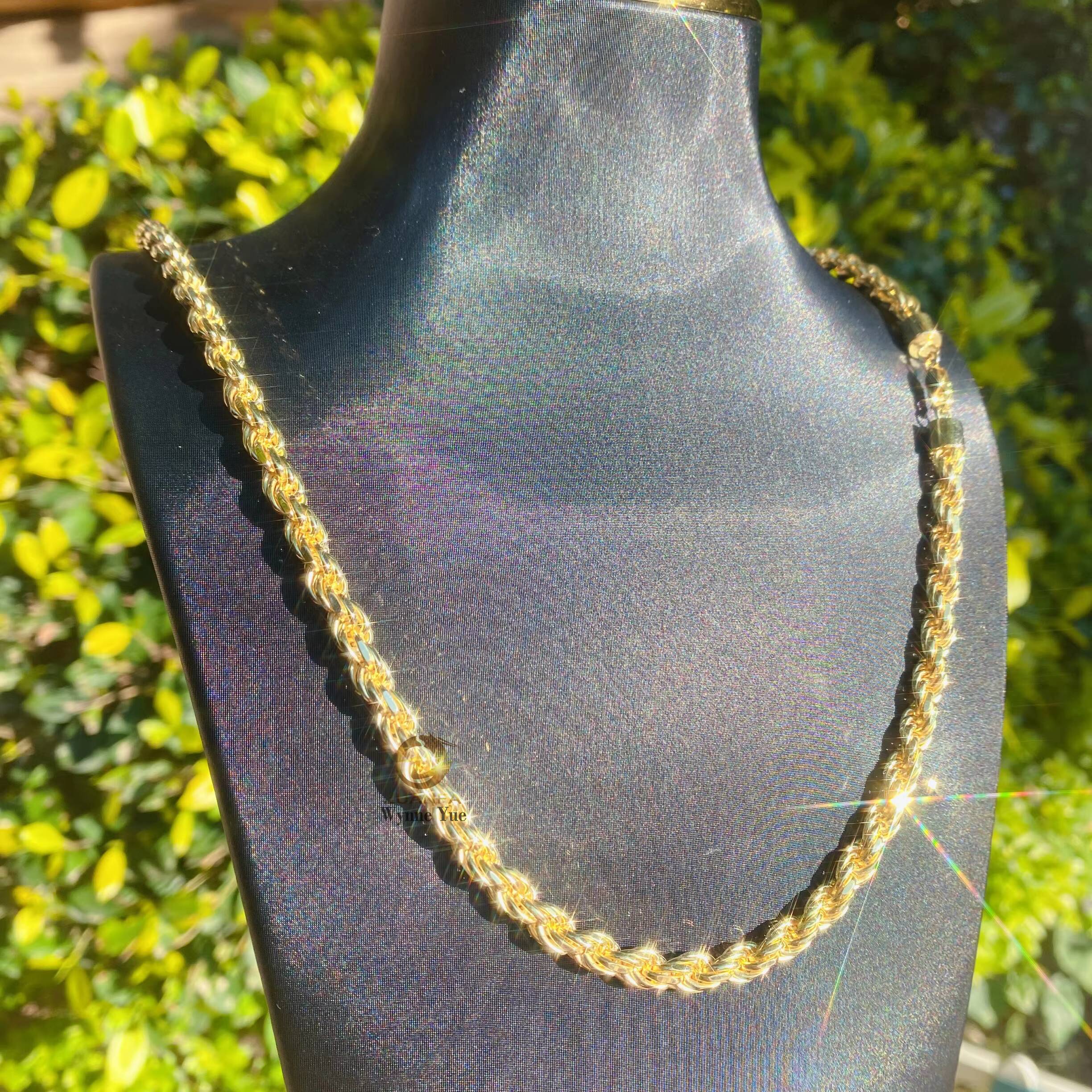 Custom 4mm/6mm 18K Real Gold Plated Solid 925 Sterling Silver Rope Chain Necklace