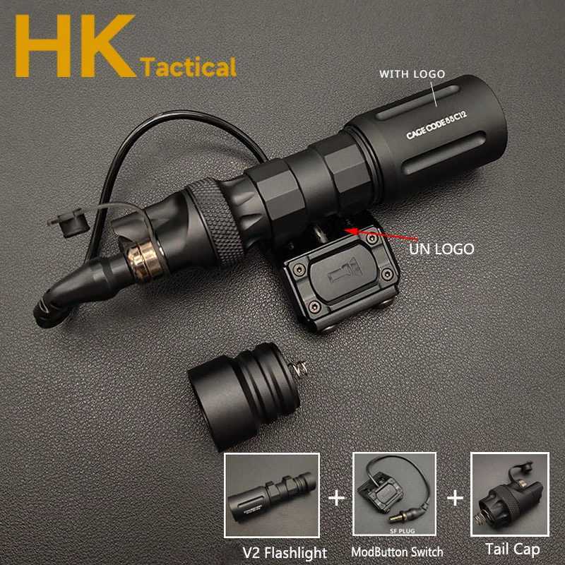 1000LM Tactical LED Flashlight Tactical High Power Weapon Scout Light Mod Button Pressure Switch Fits 20MM Rail with Original W250722