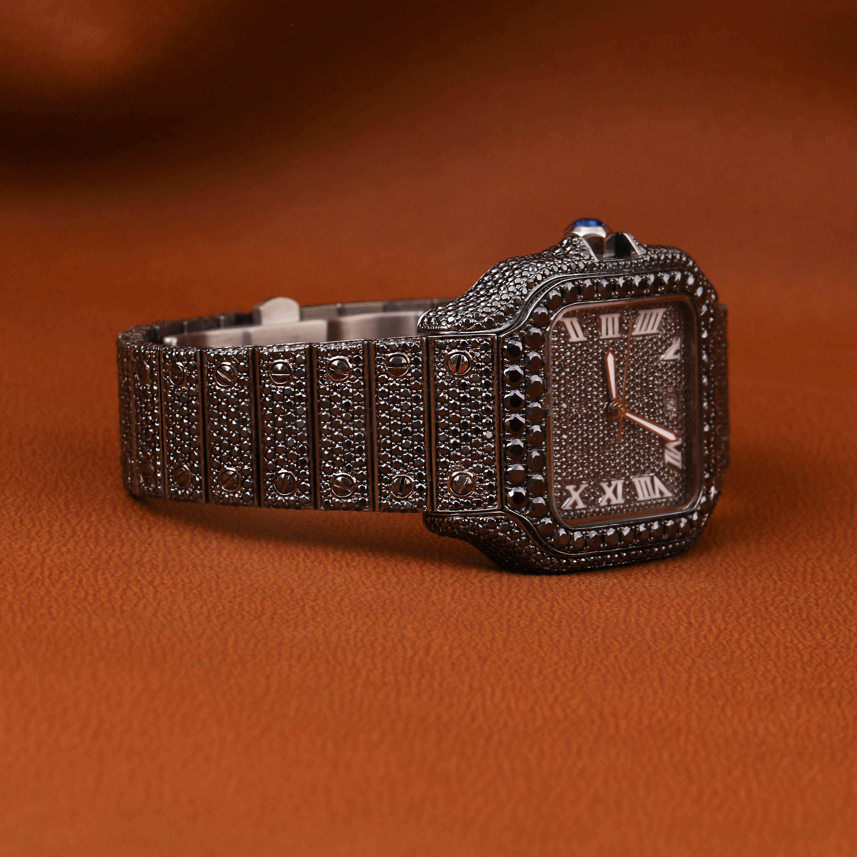 Luxury All Black Iced out Moissanite Watch Square Diamond Inlaid Gold Automatic Men's Bling Bling Hip Hop Watch GRA Certified