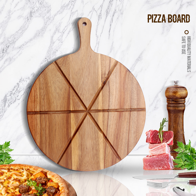 Pizza Acacia Solid Wood Cutting Household Thickened Steak with Sink Handle Delicatessen Chopping Board