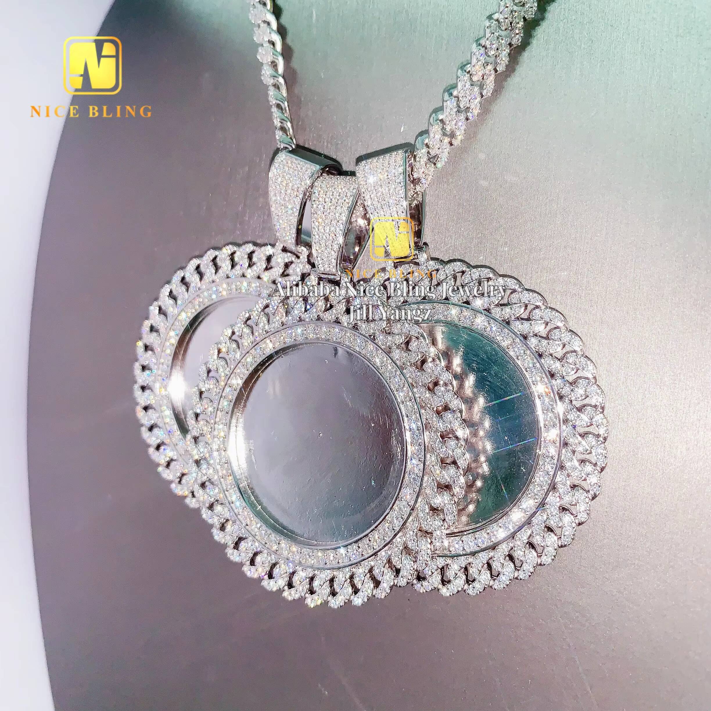 Ready Made Remenberance Memorial Moissanite Photo Picture Pendant Memory Iced Out Hip Hop Jewelry Custom Made Accepted