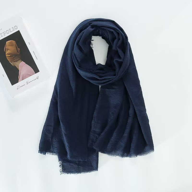 T1286 solid color cotton and linen scarf female literary all-match encryption large silk scarf neck scarf beach travel scarf