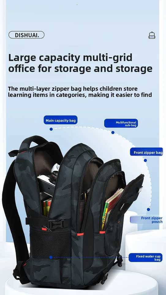 2025 new camouflage backpack for boys High capacity school bag for junior high school students Outdoor travel backpack for men S250723
