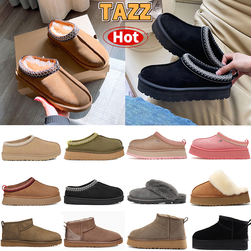 Women Slippers Tropical Pink Designer slides Tazz snow Winter Sheepskin womens boots Ladies Tasman Platform Fur Boot Classic Ultra Mini Suede Wool Ankle Booties