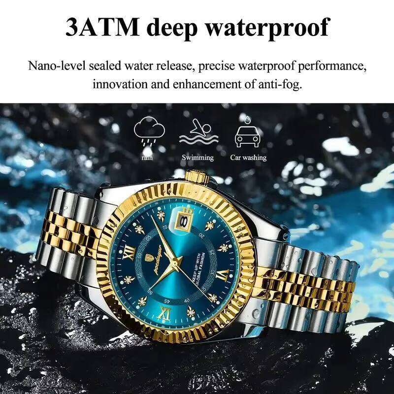 DHwatches POEDAGAR 910 Stainless Steel Strap Men's Watches Luminous Waterproof Quartz Watch for Men