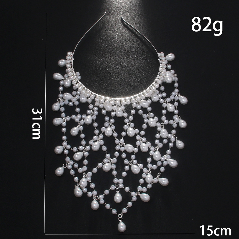 Pearl Tassel Pendant Headband Unique Teardrop Hair Accessory Hip Hop Hair Band