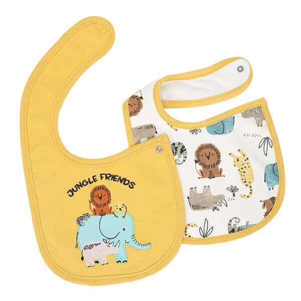 Adorable Jungle - Themed Baby Bibs - Soft Fabric with Double - Button Closure, Ideal for Newborns