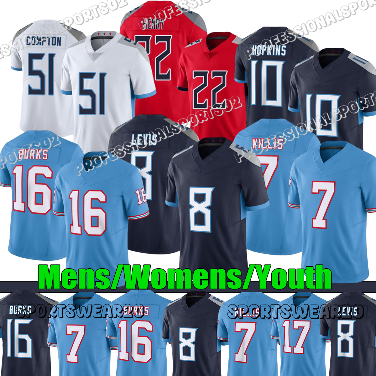 Tennessee city TitansS Jerseys Jeffery Simmons Ward L'Jarius Sneed Treylon Burks Steve McNair Football Jerseys