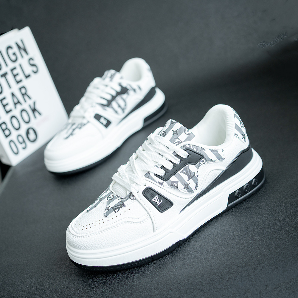 Trendy Printed White Sneakers 2025 New Style for Both Men and Women Thick - soled Low - top Couple's Canvas Shoes Versatile Lightweight and Casua