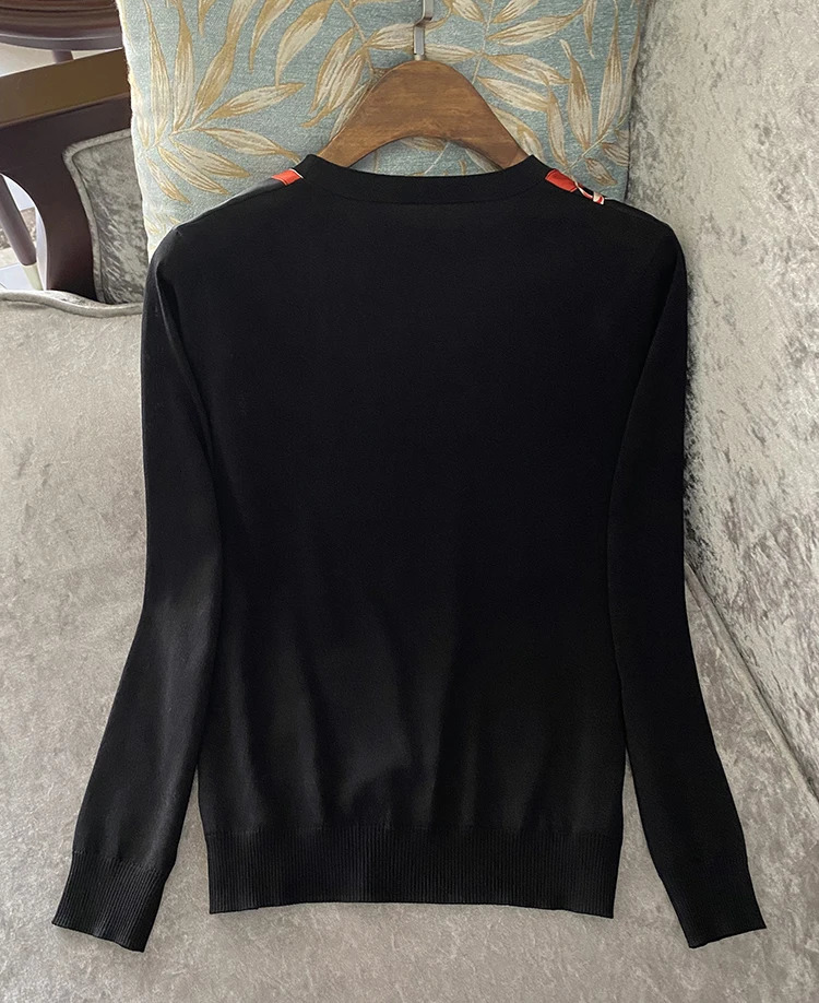 Printed Knitted Sweater Women Autumn Patchwork Top Woman Casual Pullover Sweaters 250723