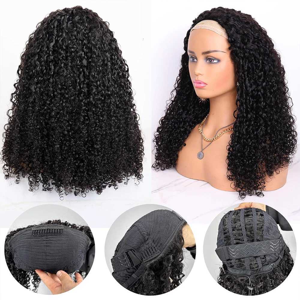 Half Wig Human Hair Kinky Curly Glueless Wig Human Hair Ready to Wear 3 IN 1 Half Wig With Drawstring 250 Density Curly Half Wig G250722