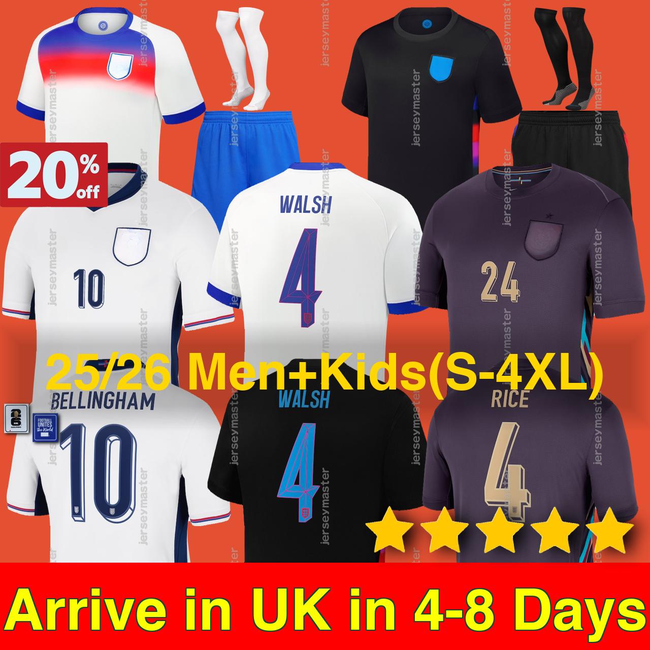 England football shirt 25 26 BELLINGHAM Soccer Jersey RASHFORD ARNOLD KANE PALMER MAINOO SAKA RICE FODEN 2025 2026 National Team Home White Away Men Kid Men Kids Kit