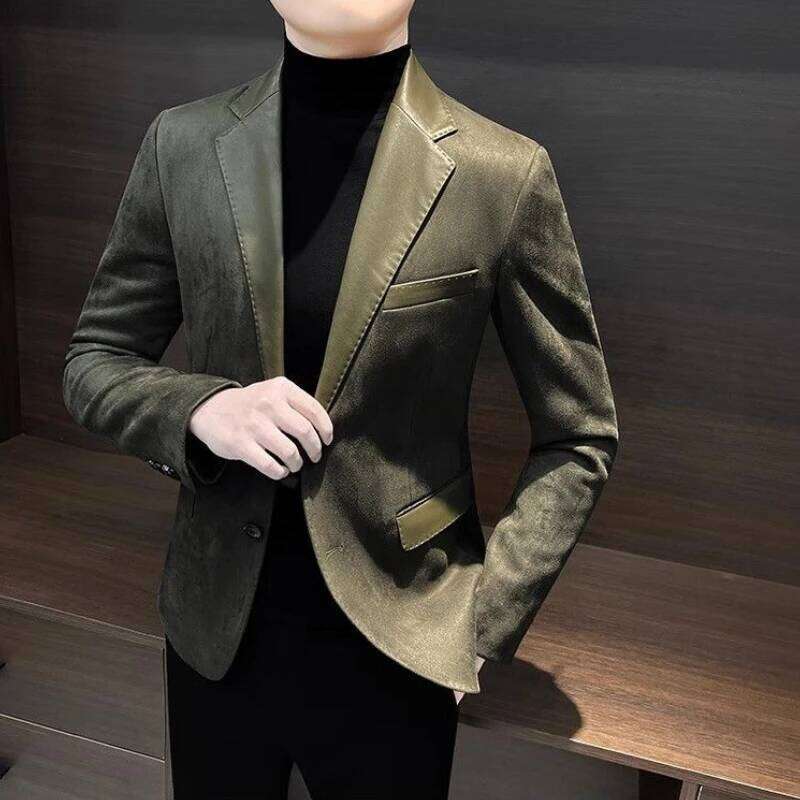 Single Breasted Splicing New In Jacket for Men Vintage Coats Designer High Quality Spring Clothes Man Suits and Blazers