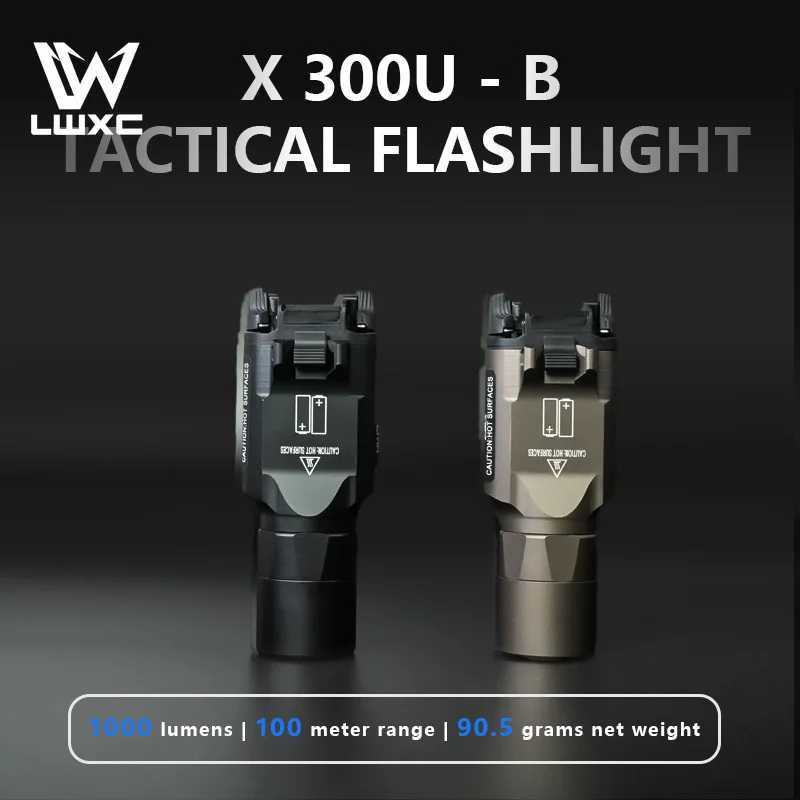 1000X300UB X300UB X300U Flashlight White LED Strobe X300 Metal Scout Light White LED for Hunting Weapon Fit 20mm Rail W250722