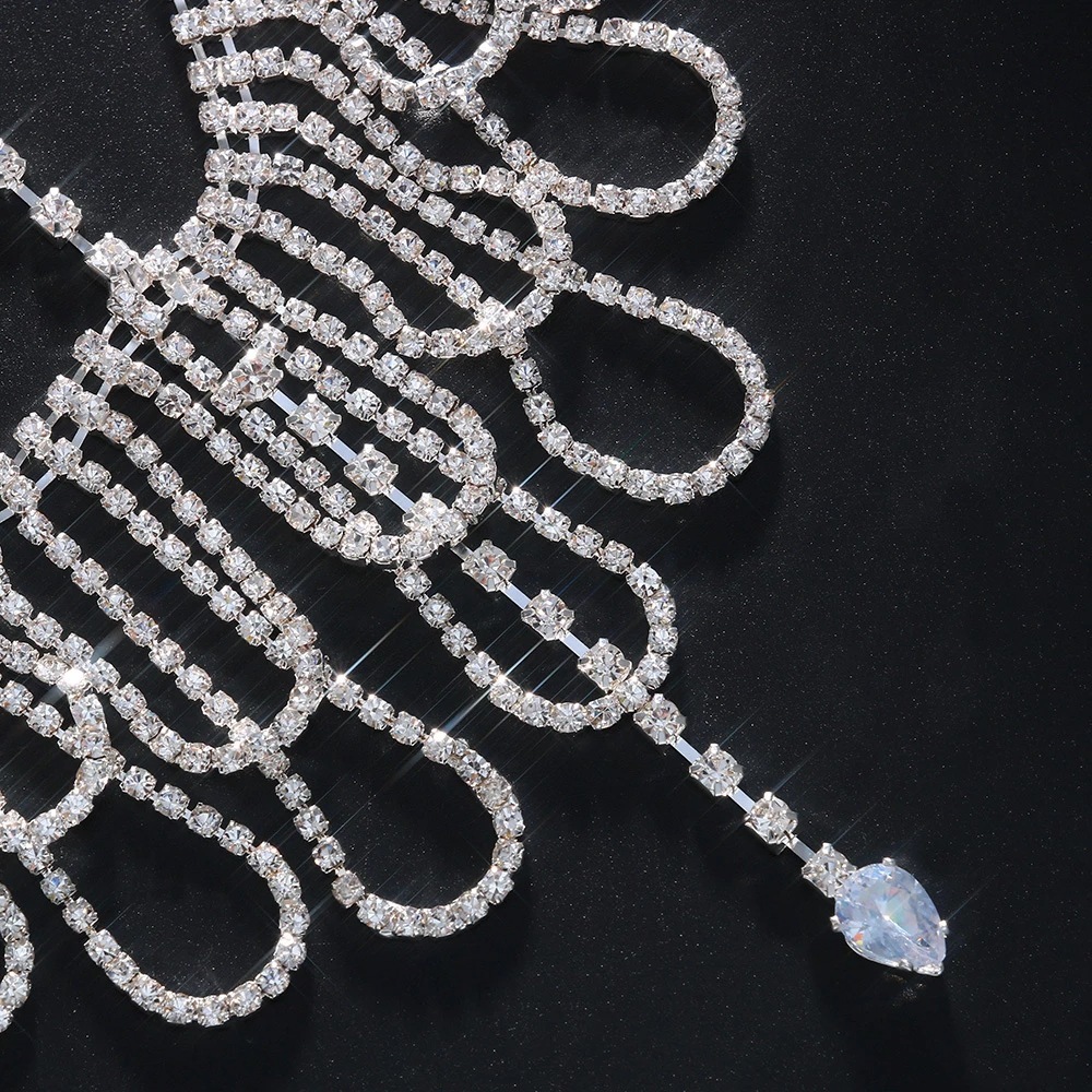 Hip Hop Headpiece Ethnic Style Multi layer VVS Moissanite Studded Tassel Hair Accessory Bohemian Teardrop Send chain