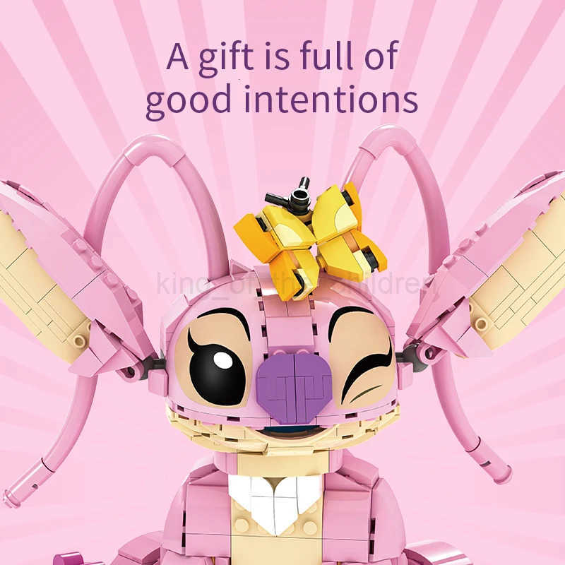 Disney New Stitch Angel CP Building Blocks 2025 - Large Piece Cartoon Toys with Moving Ears Kids Assembly Gift for Boys Girls Birthday W250723