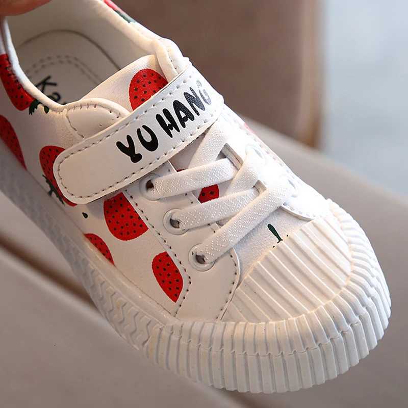 Hot Sale Pineapple Strawberry Spring and Autumn New Soft Bottom Girls Children Students Casual Non-Slip PU Leather Sports Shoes C260130