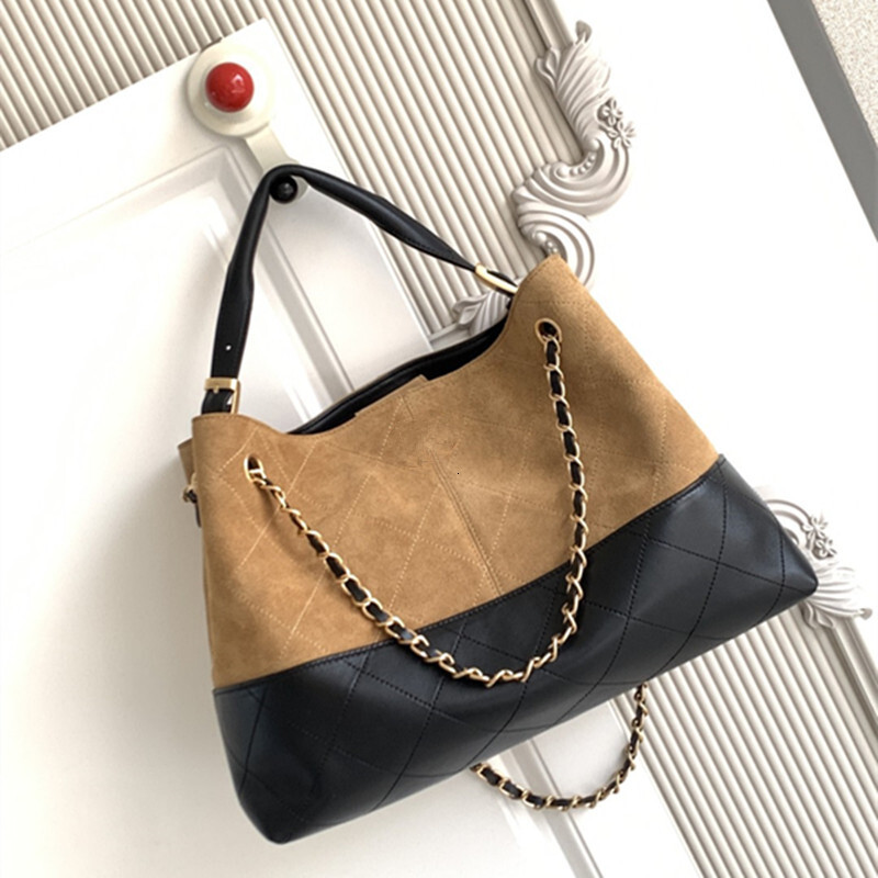 25A Designer Real Suede Leather Shoulder Bags Plaid Shopping Bag With Chain Belt Woman Luxury Handbag Vintage Hobo Genuine Leather Patchwork Classic New Totes