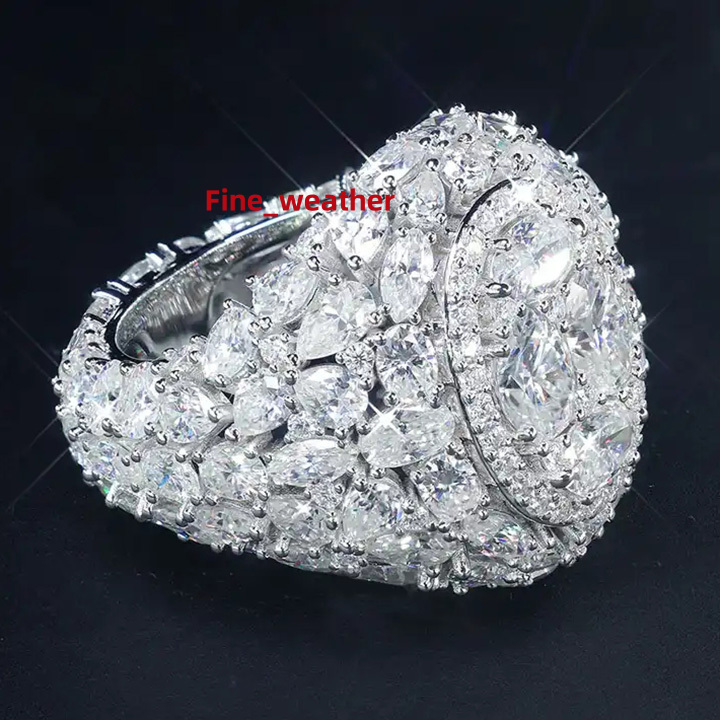 Fashion Pass Diamond Tester Silver Gold Plated Vvs Moissanite Dimoand Custom Hip Hop Men Pinky Diamond Iced Out Ring