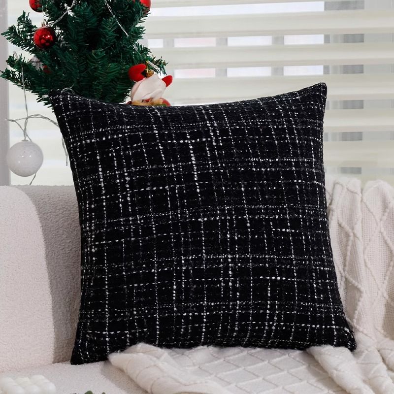 Designer French Light Luxury High-End Ins Black And White Pillowcase Living Room Modern Sofa Simple Pillow Bedside Nordic Cushion (not including Inser