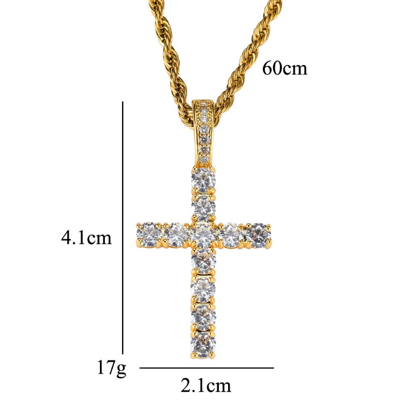 Unisex Versatile Zircon-Copper Cross Pendent - Trendy Accessory Neckwear