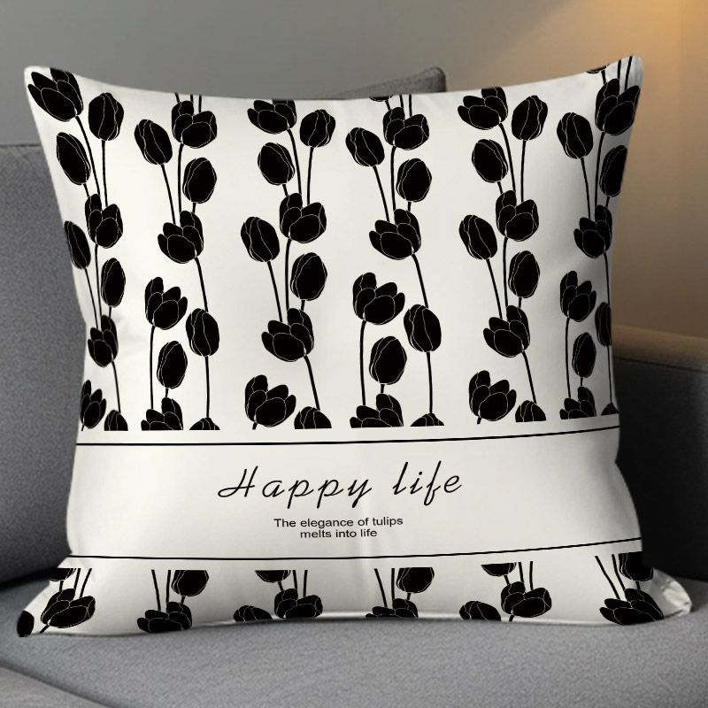 Designer Luxury Nordic Sofa Pillow Living Room Sofa Cushion Cover Ins Modern Simple Light Luxury Black And White High-End Cushion Pillow Cover (not in