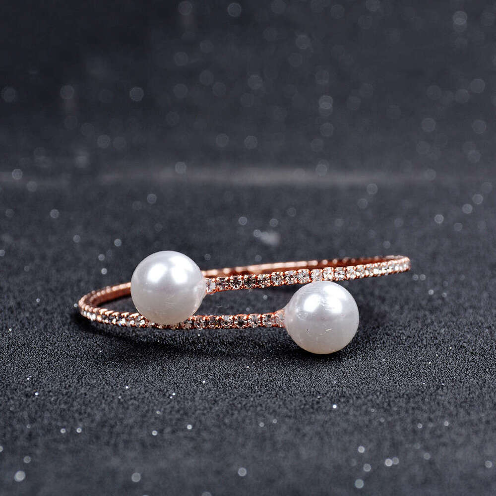 Trendy Student Jewelry Women's Daily Wear Pearl Bracelet Personalized Open Bangle