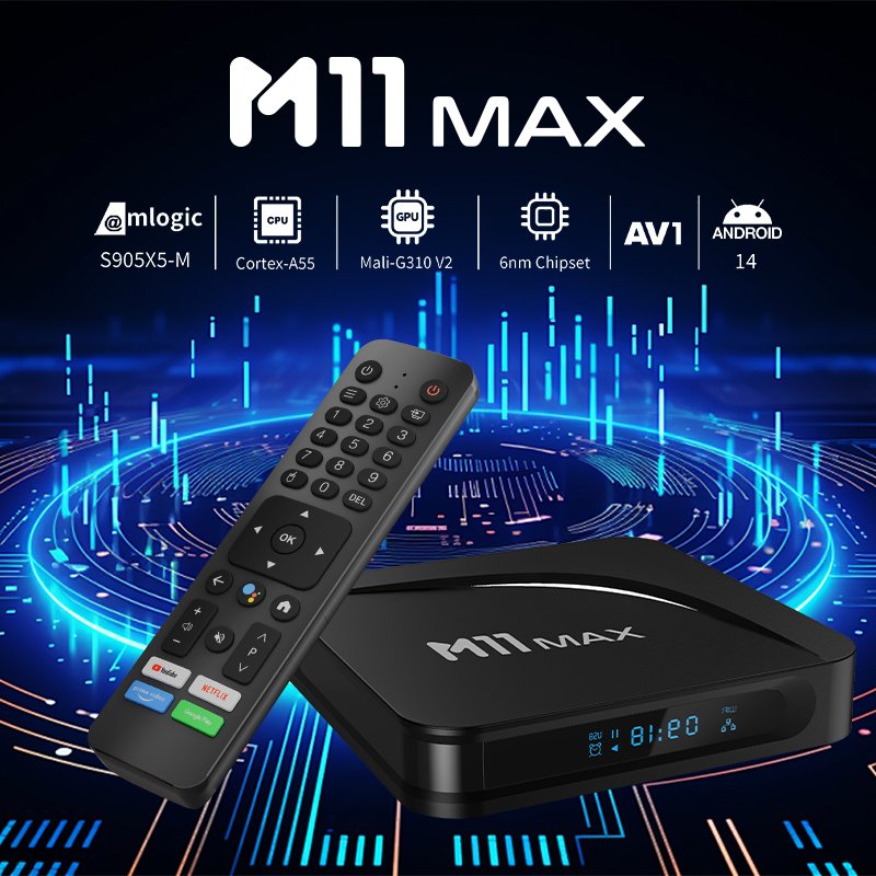 2025 New M11 MAX Amlogic S905X5M Android 14.0 TV Box 2.4 5G WiFi Bluetooth Voice Remote Androidtv System 4K Smart TV Box