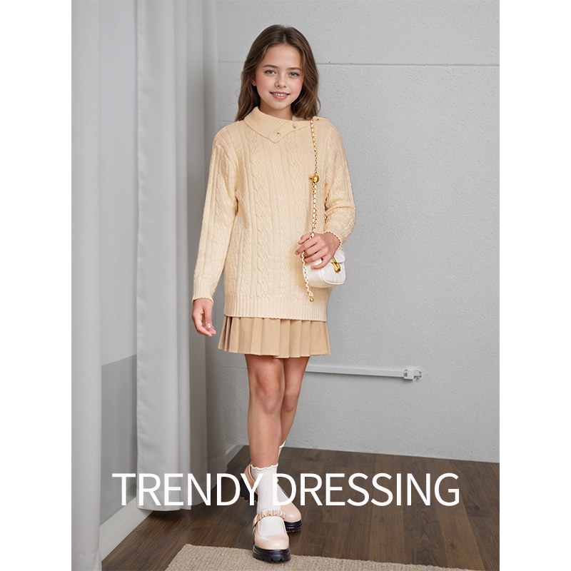 Kids Clothing Sweaters Pullover Child's Soft Knit Pullover Sweater Comfortable Everyday Apparel with Stylish Design 3317