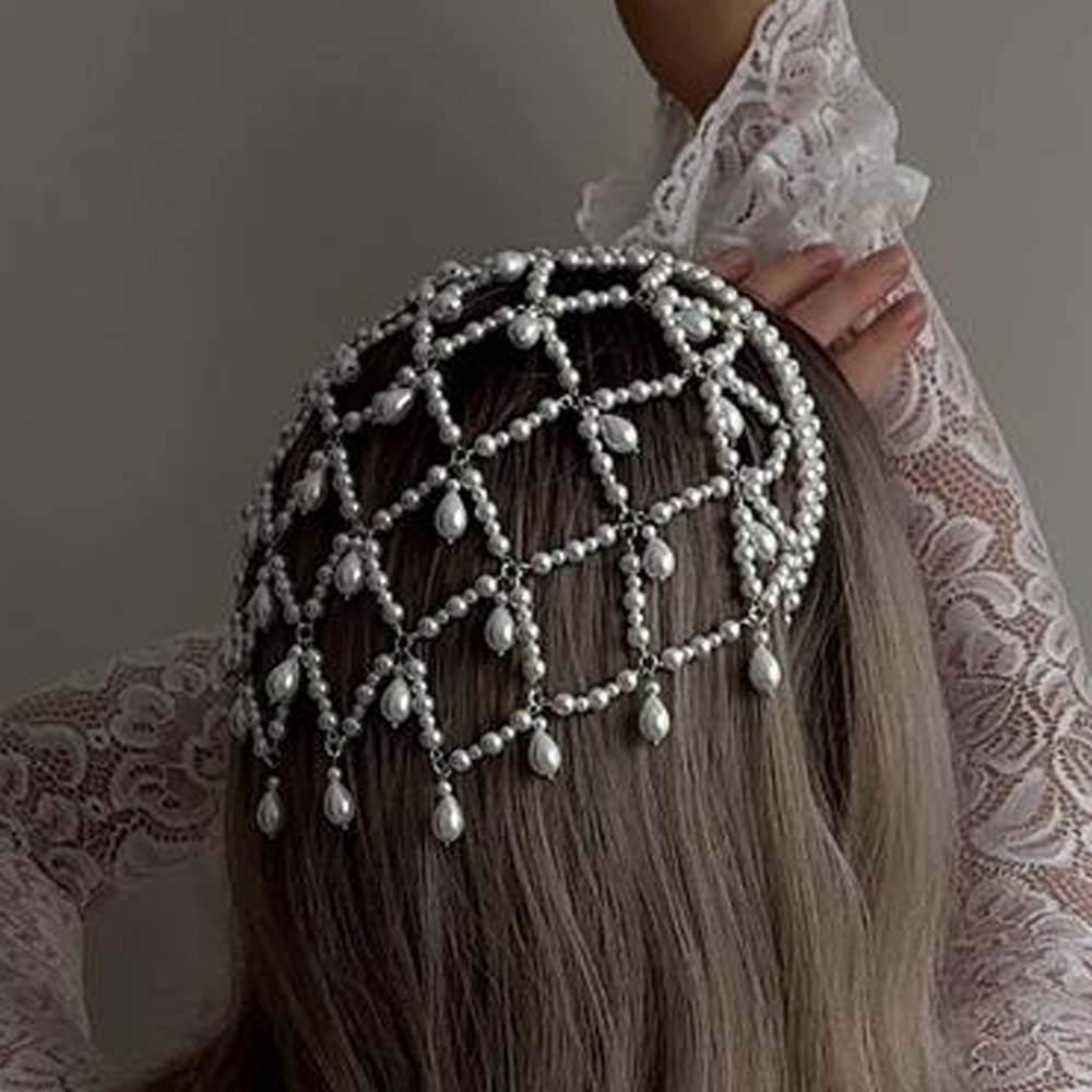 Pearl Tassel Pendant Headband Unique Teardrop Hair Accessory Hip Hop Hair Band