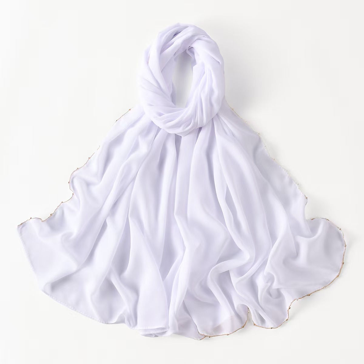 T1292 New hot-selling double-sided chain chiffon long scarf Malay bright diamond scarf spring and summer Hui women's head scarf