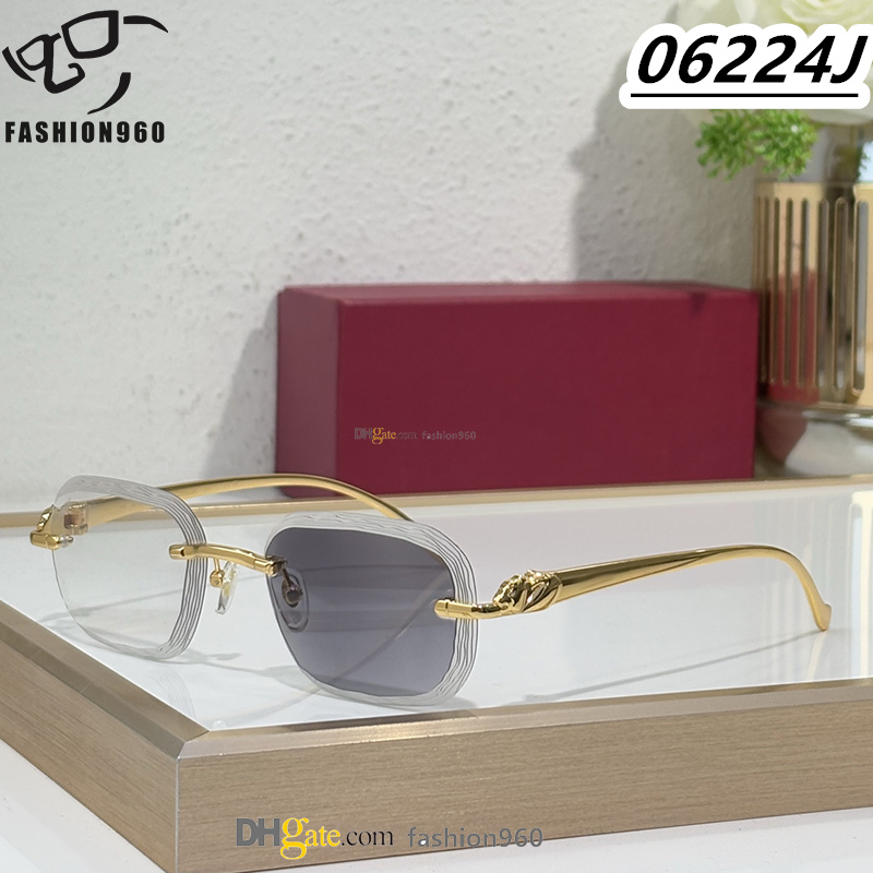 Photochromism mens luxury sunglasses for women gafas de sol diamond cut lenses rimless reading glasses hombres buffs clear turn color metal leopard lunettes 06224