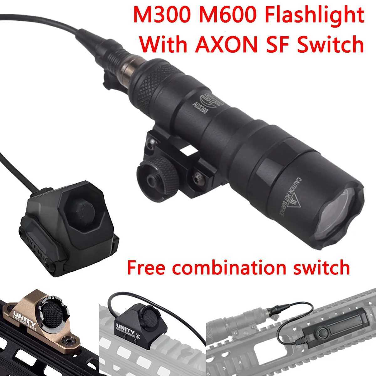 Surefire M300 M600 Flashlight With AXON Dual Function Remote Pressure Switch 20mm Rail Rifle Airsoft M600C Weapon Scout Light W250722