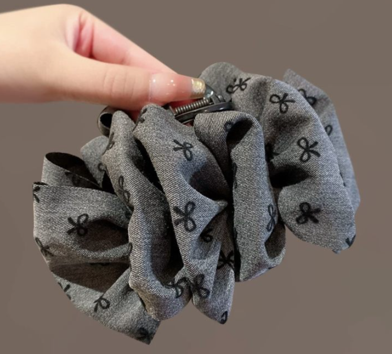 High-end black bubble bow hair clip grabber large plate braid shark clip hair accessory