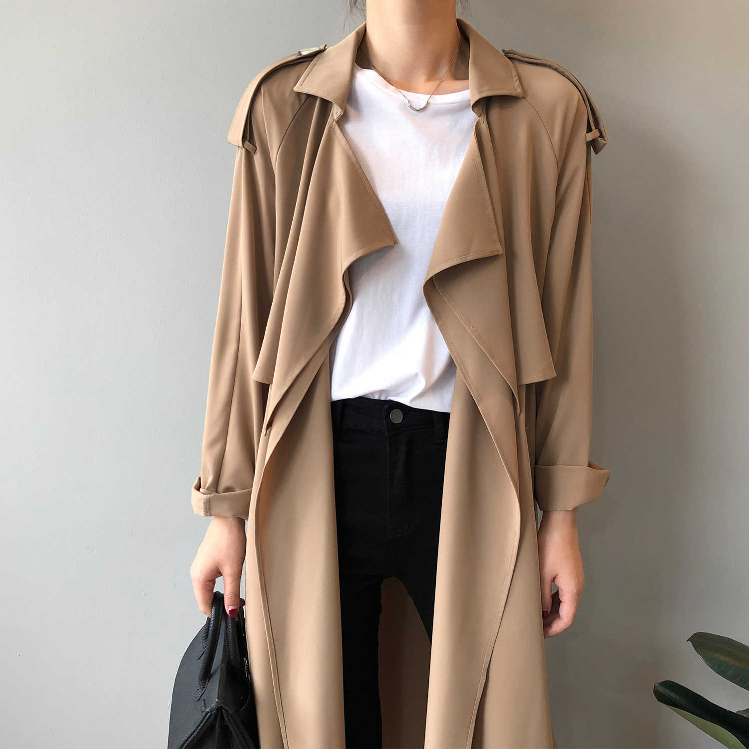 Yan Shuang Fashionable Elegant Long Coat for Women - Autumn New Style Retro British Style Loose Coat for Women 0965
