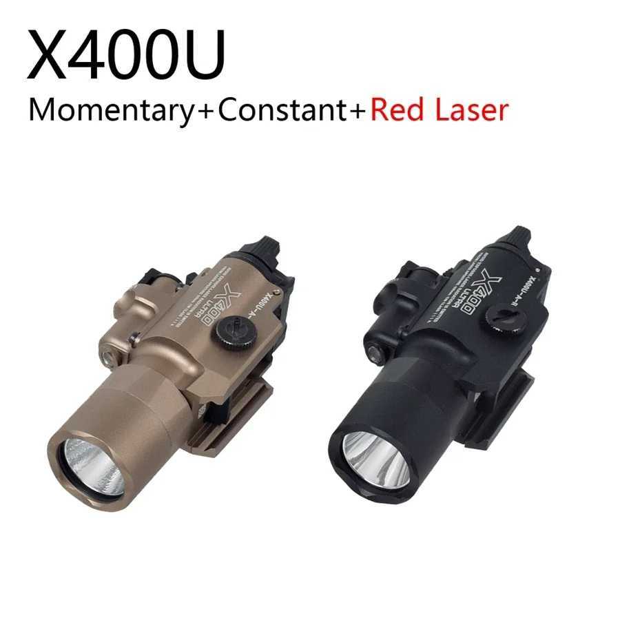 Tactical Surefire LED X300 X400 Ultra Weapon Flashlight Rifle Light X400V X400U Red Green Laser Glock Scout Lamp 20mm Rail W250722