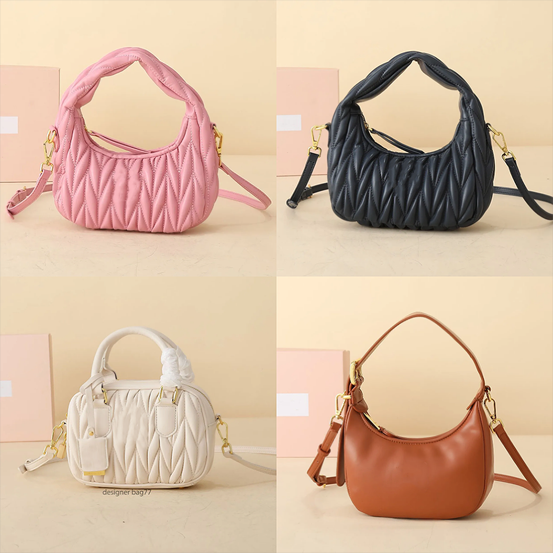 Designer bag tote bag bowling Wrinkled Leather purse Underarm Bag wander handbag hobo Crossbody Bag Luxury Shoulder Bag half moon travel bag Pillow Bag