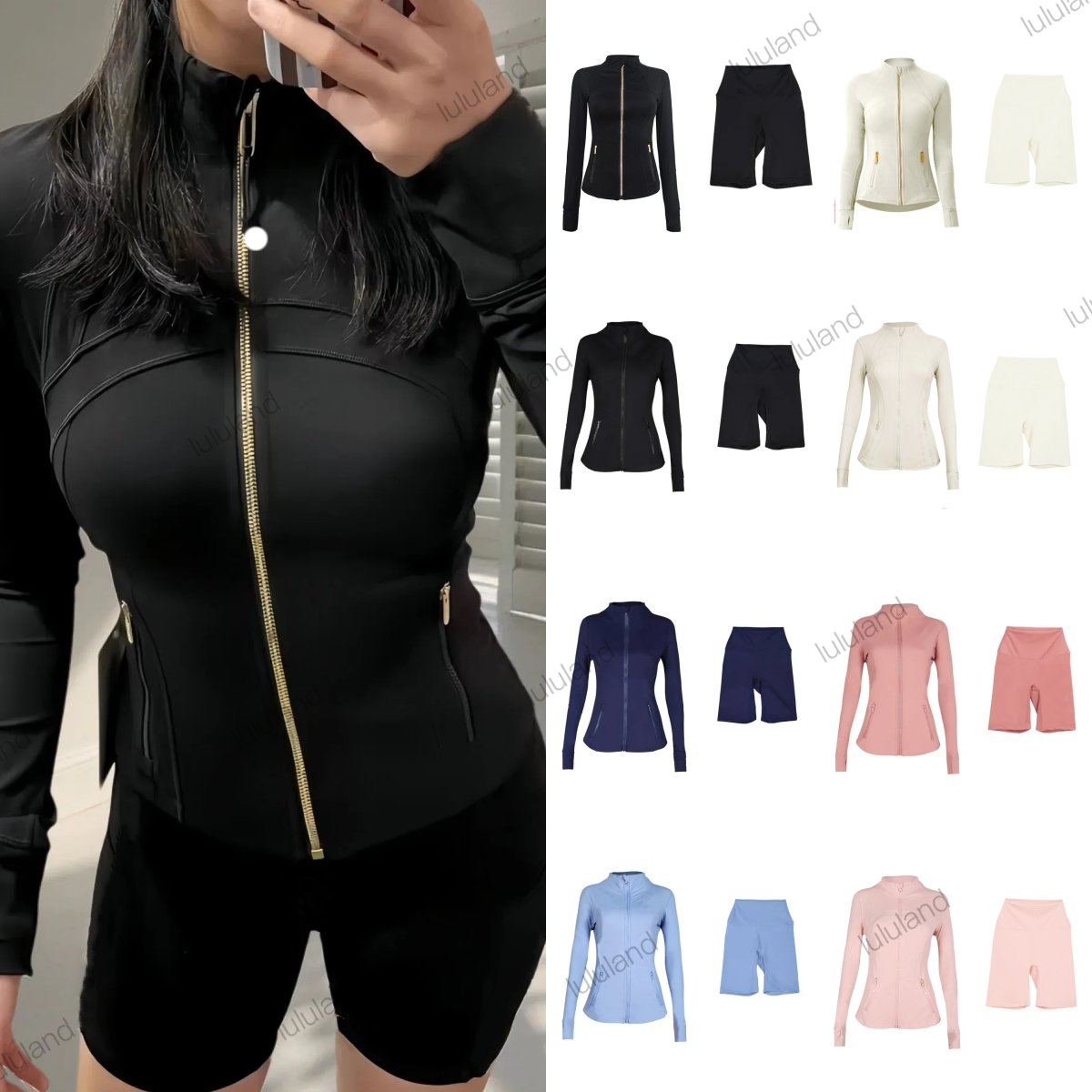 2025 11A define Gym sets Jackets and short Yoga Jackets Workout Elastic Waist leggings Fitness quick dry fitness Activewear Sweatshirt Zip jackets sets