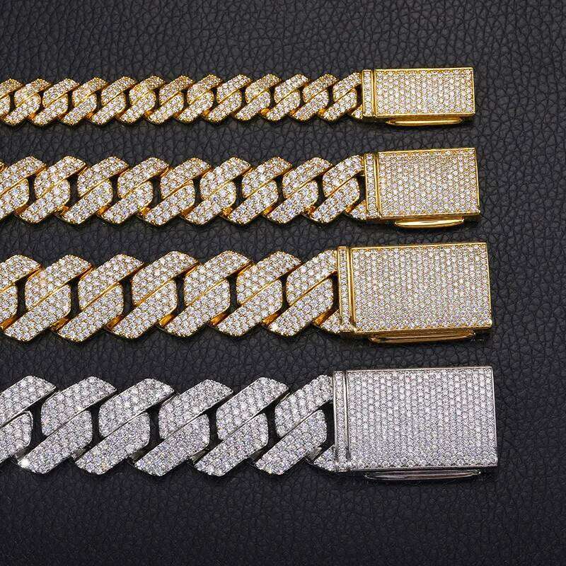 10/14/18/20mm wide Hip Hop 5A+ CZ Stone Bling Ice Out Rhombus Cuban Link Chain Necklace for Men Rapper Jewelry Drop Shipping VVS